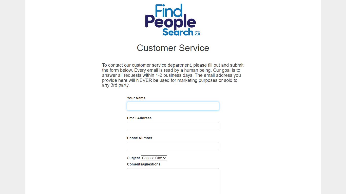 Find People Search - Customer Service